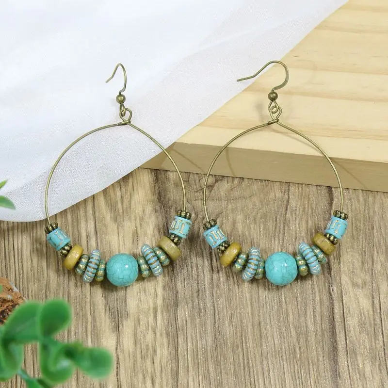 

Boho Handmade Beaded Earrings For Women Chic Retro Bronzer Colored Classical Hook Earrings For Beach Holiday Party Trend Gifts