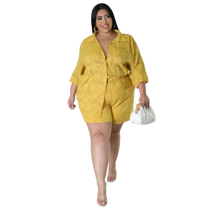 Plus Size Two Piece Sets Women Outfits Chiffon Long Sleeve Coat and Short Suits Summer Sexy Casua 3xl 4xl 5xl 6xl