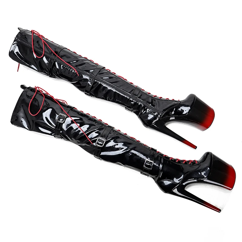 Leecabe  20cm/8inch Patent Upper  new style sexy young trend fashion  boots High Heel  platform Pole Dance boot