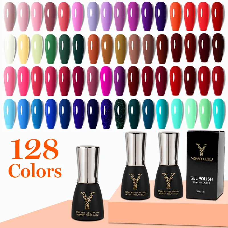

YOKE FELLOW Nail Gel Polish Soak Off UV LED Nail Lacquer Varnish Semi Permanent Nail Art Gels 7ml 128colors For Nail Art DIY
