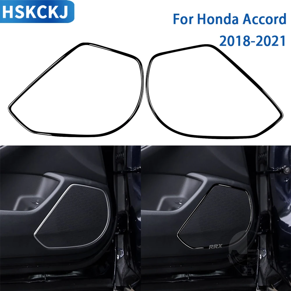 

For Honda Accord 2018 2019 2020 2021 Accessories Car Interior Glossy Black Plastic Door Horn Frame Trim Sticker Decoration