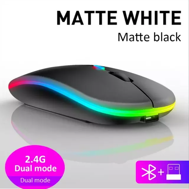 

Bluetooth Wireless Gaming Mouse 2.4GHz 1600DPI Mouse With USB Rechargeable RGB Gamer Mouse For Computer Laptop PC Macbook