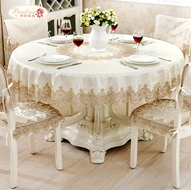 

Proud Rose European Lace Round Table cloth High-grade Tea Table Cloth Cover Towel Table Runners Modern Decor Tablecloth