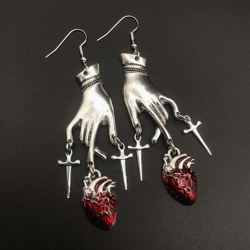 Готические Винтажные серьги-капли в стиле панк с изображением кровяного сердца Изящные серьги Модные ювелирные изделия для женщин 2022