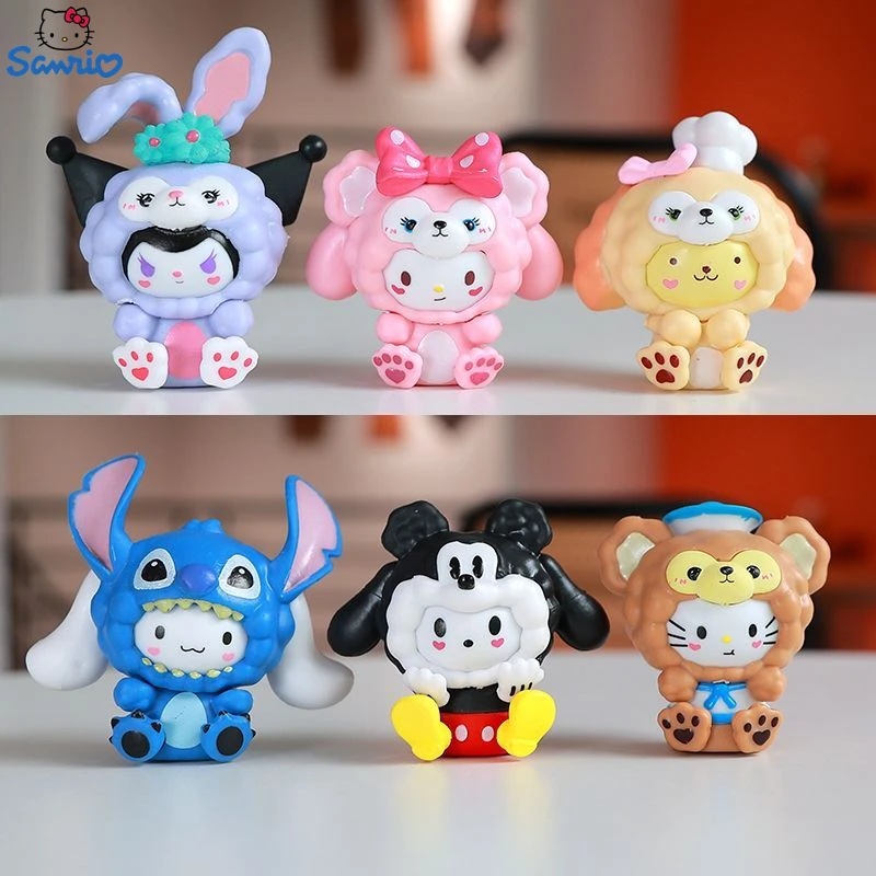 

6 шт. Sanrio мультфильм аниме Kuromi My Melody Hello Kitty ПВХ Платье Фигурка модель автомобильные аксессуары украшение торта детские подарки