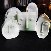 3d face silicone candle candle mold abstract face aromatherapy candle handmade soap plaster resin casting ornament crafts mould