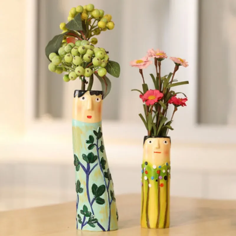 

Bohemian family face vase handmade dried flower vase home decoration resin crafts home decoration accessories