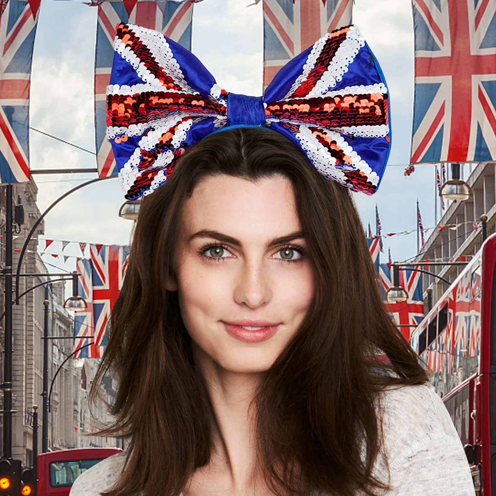 

Union Jack Head Band Jubilee Decorations 2022 Bow Headband Queens 70 Years Anniversary British Flag Bow Hairband Hair Hoop