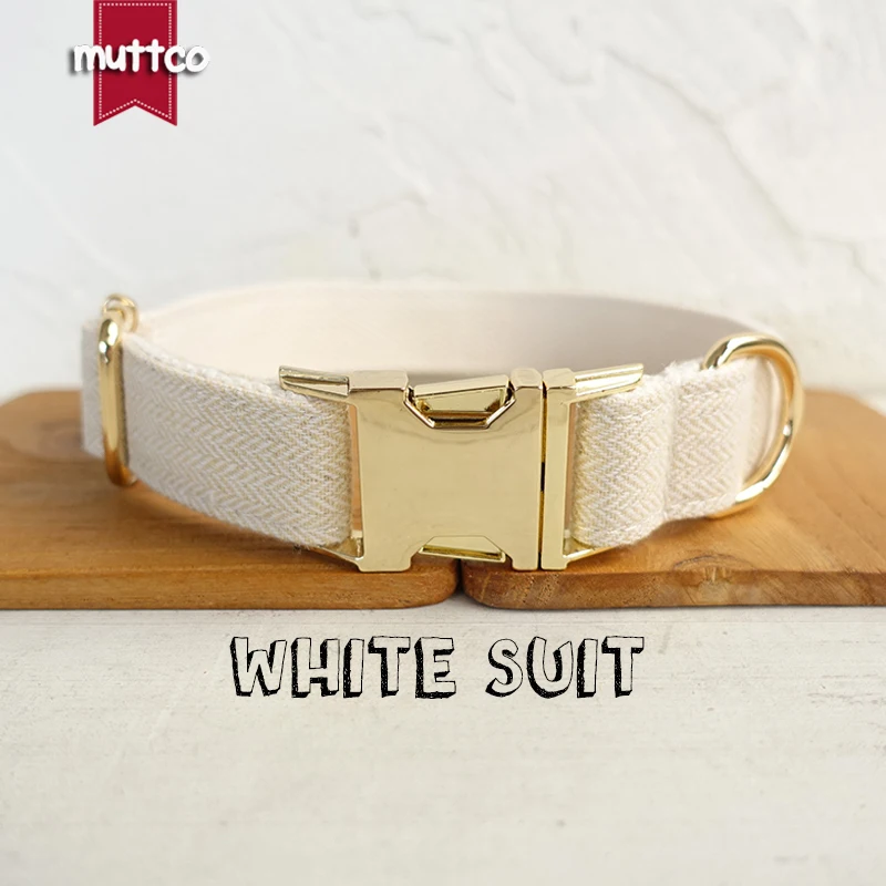 

Уникальный белый собачий ошейник MUTTCO, удобный поводок для прогулок, аксессуары для маленьких, средних и больших собак, 5 размеров UDC140J