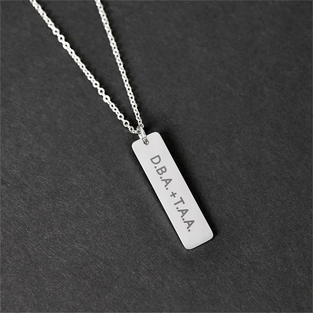 Carved Personalized Men's Pendant Necklace Custom Name Shiny Gold-Plated Stainless Steel Pendant Necklace Men's Necklace