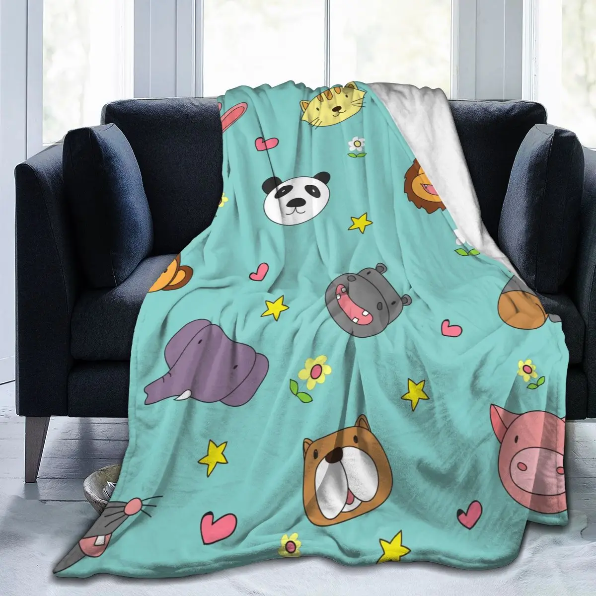 

Soft Warm Fleece Blanket Animals Cute Winter Sofa Throw 3 Size Light Thin Mechanical Wash Flannel Blanket