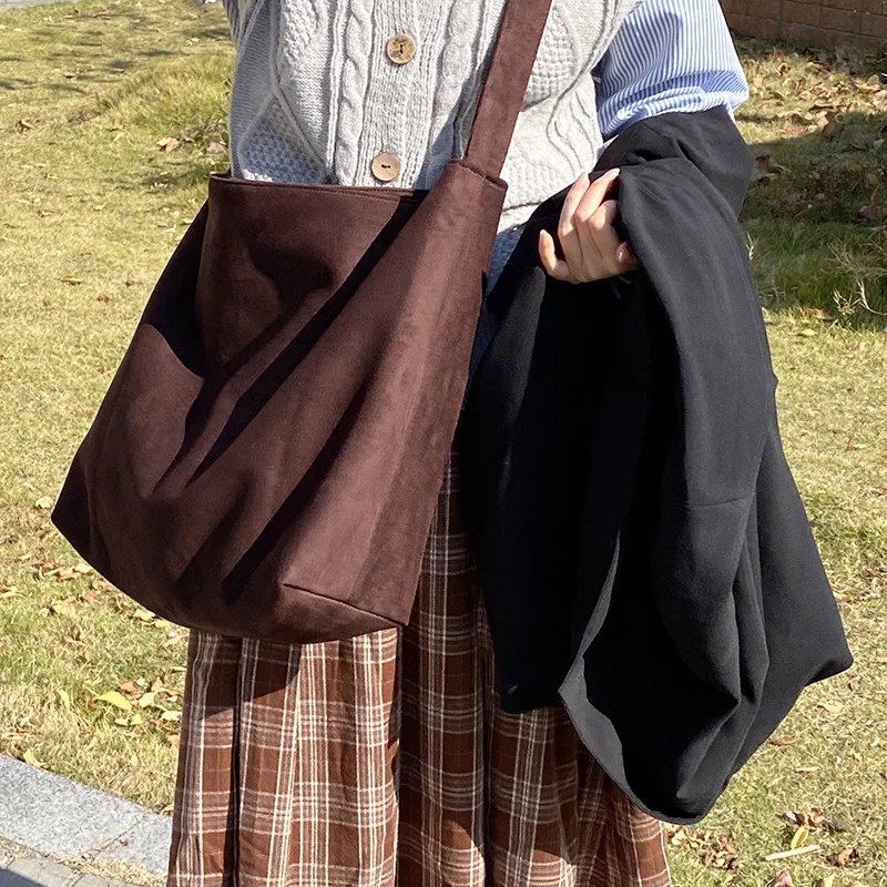 Цельная простая сумка через плечо Ins для студентов корейская модная цвета кавы