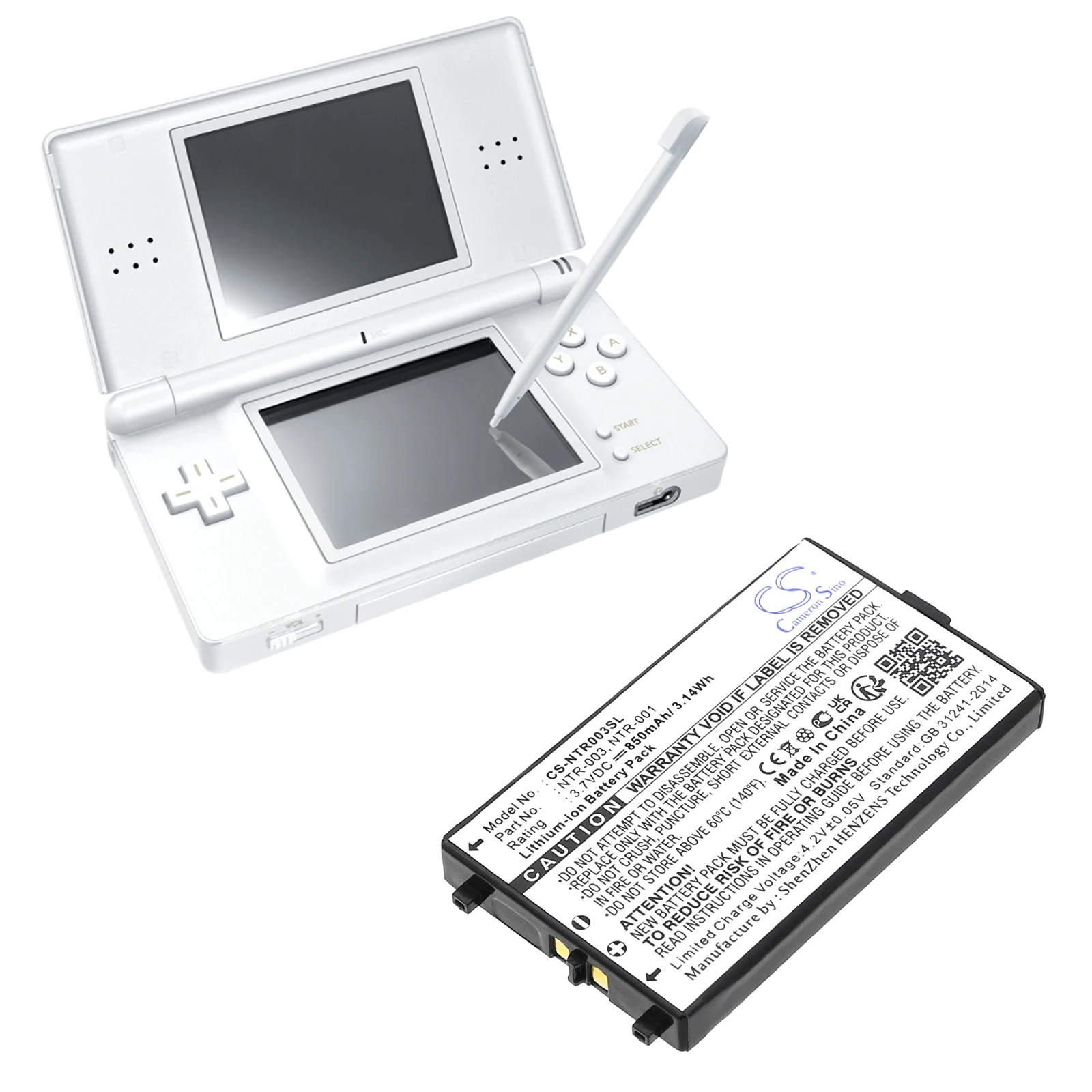 Сменная батарея CS для Nintendo NDS, DS NDS, AGS-101, AGS-003, AGS-A-BP-USA, CAGS-A-BP-USA, SAM-SPR, артикул: NTR-003, 850 мАч  3,15 Вт·ч (art.: 3920d96dc50db) - 3920d96dc50db