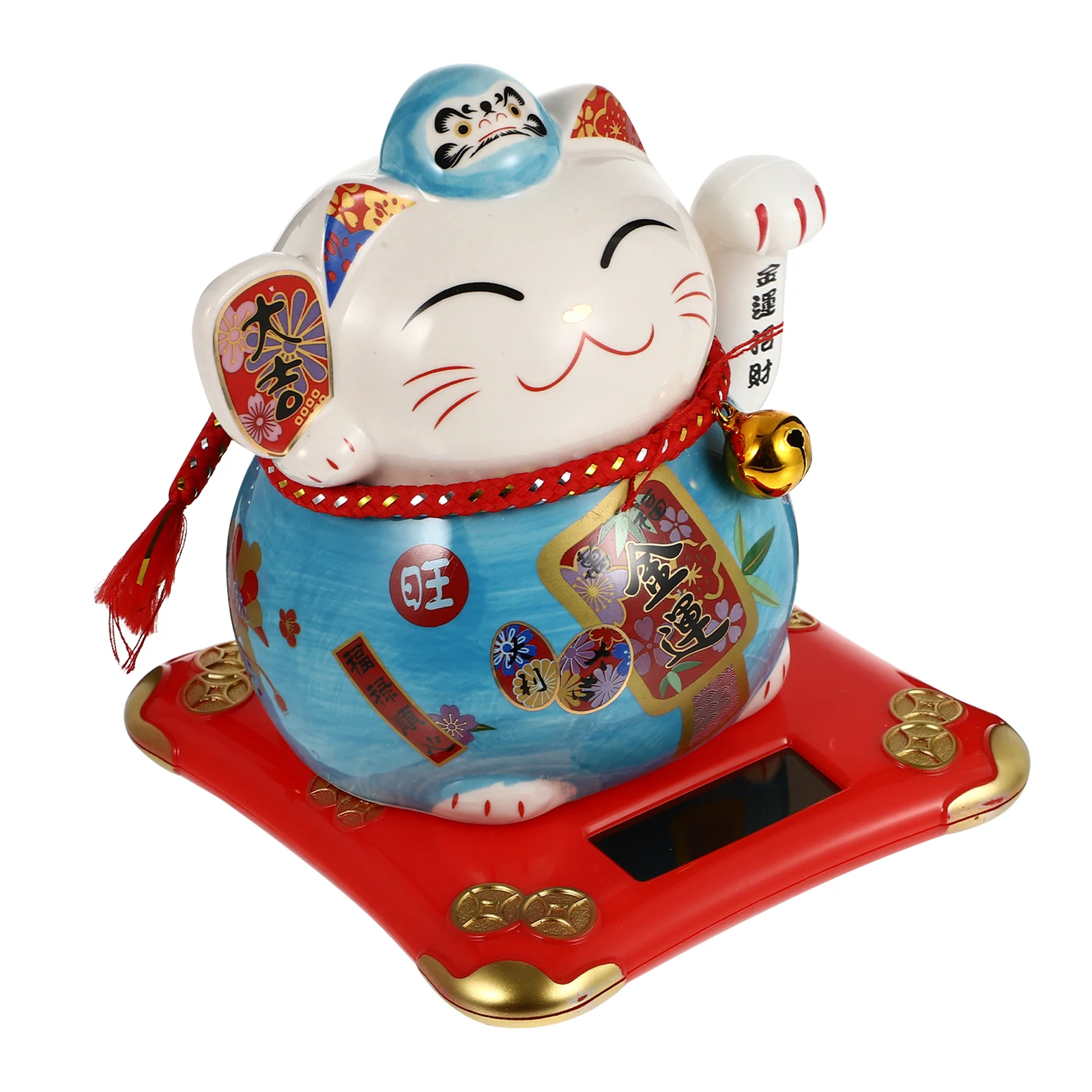 

Cat Lucky Japanese Waving Good Figurine Beckoning Car Ornament Luck Feng Fortune Chinese Solar Shui Decor Money Tabletop Statue