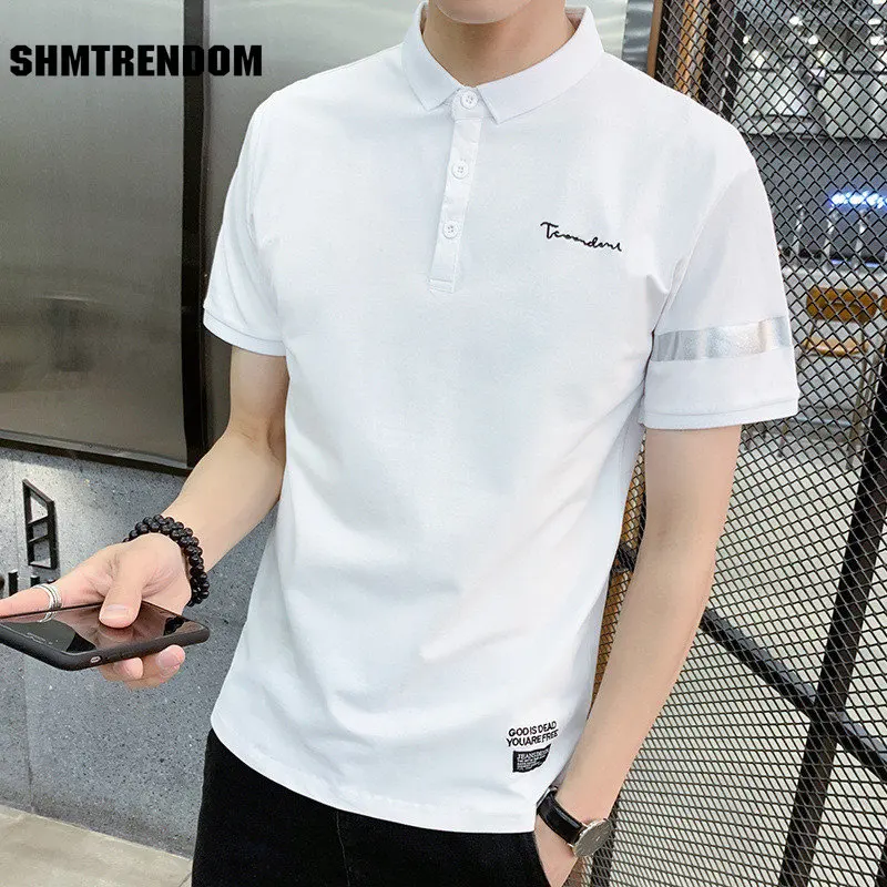 

Рубашка-поло мужская с коротким рукавом, хлопок, Повседневная дышащая, однотонная, модная уличная одежда, большие размеры, лето