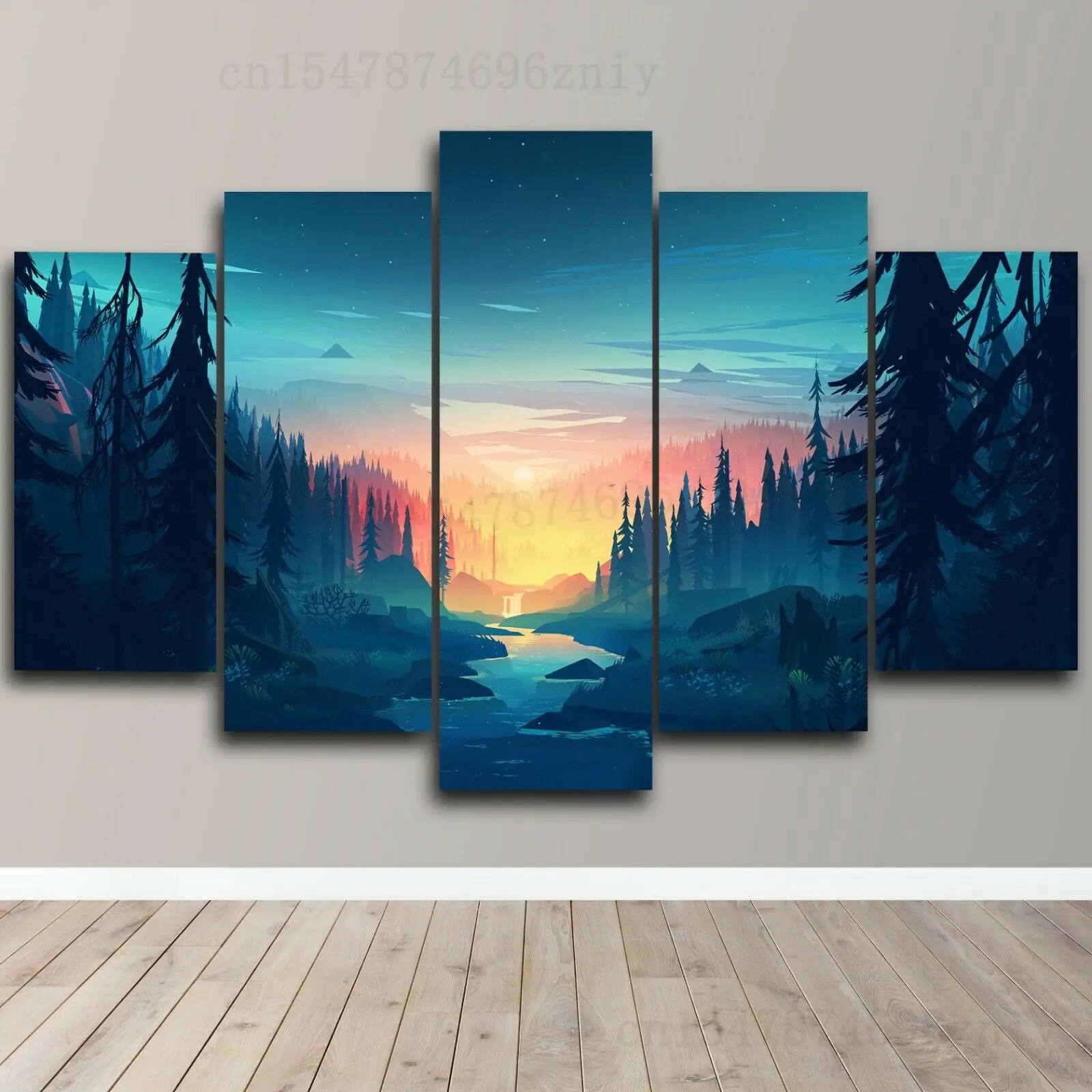 

Horizon Forest View Canvas Art Nature Print Home Decor печатные изображения HD 5 Panel No Frame Room Decor