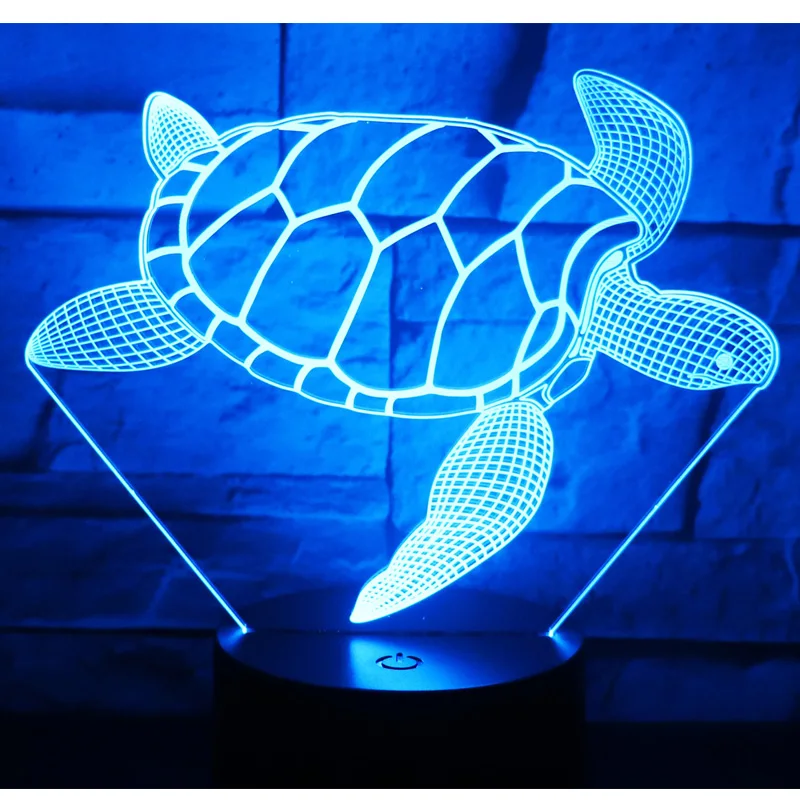 

3D Lamp Green Sea Turtle Tortoise Shape best Gift Acrylic Table Night light Furniture Decorative Illusion colorful 7 color
