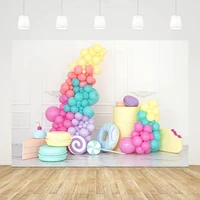 mehofond photography background colorful balloons macaron lollipop princess 1st birthday cake smash decor backdrop photo studio