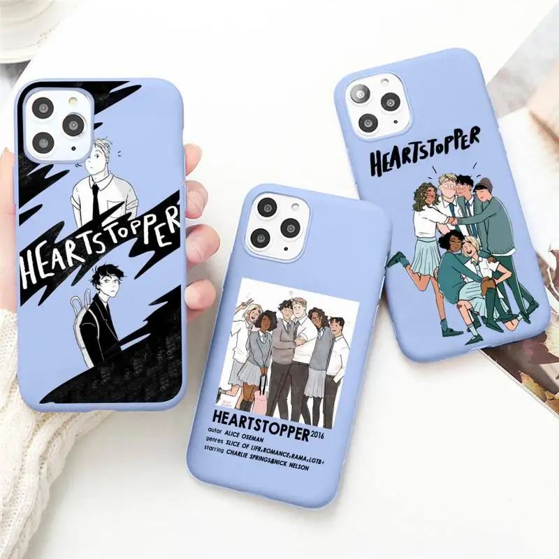 

New Movie Heartstopper LGTB Phone Case for iPhone 13 12 mini 11 Pro Max X XR XS 8 7 6s Plus Candy purple Silicone cover