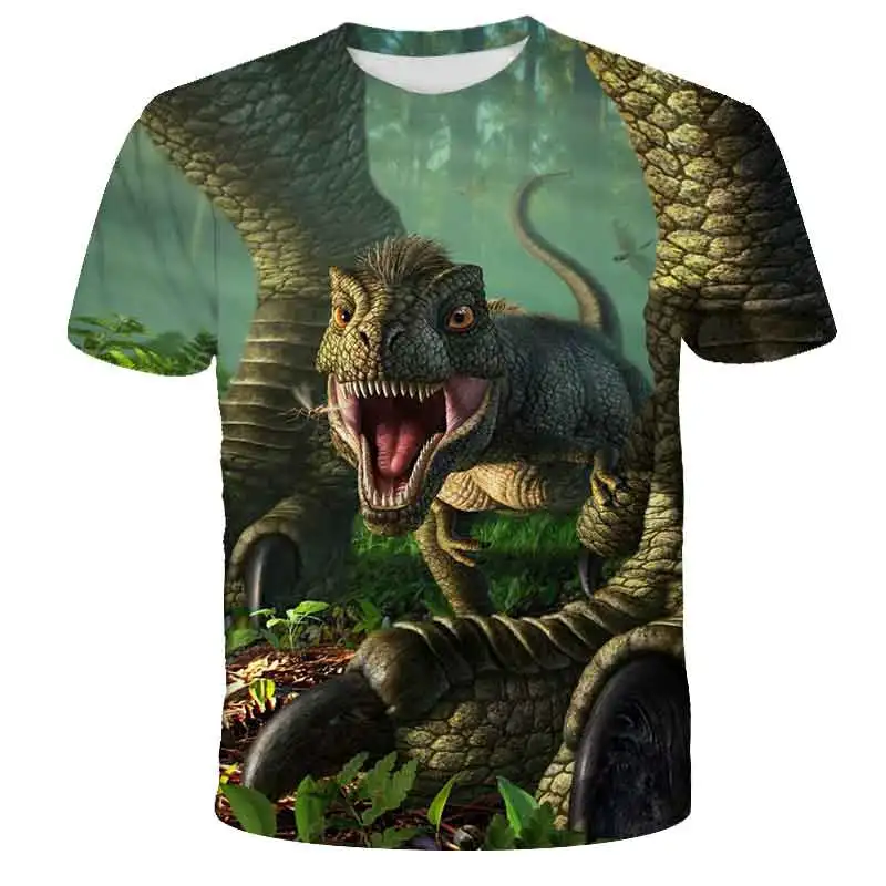 

2022 Boys Dinosaur T-shirts Summer Kids Fashion Clothes T Shirt Children Polyester Tees For Jurassic World Costume Girls T-shirt