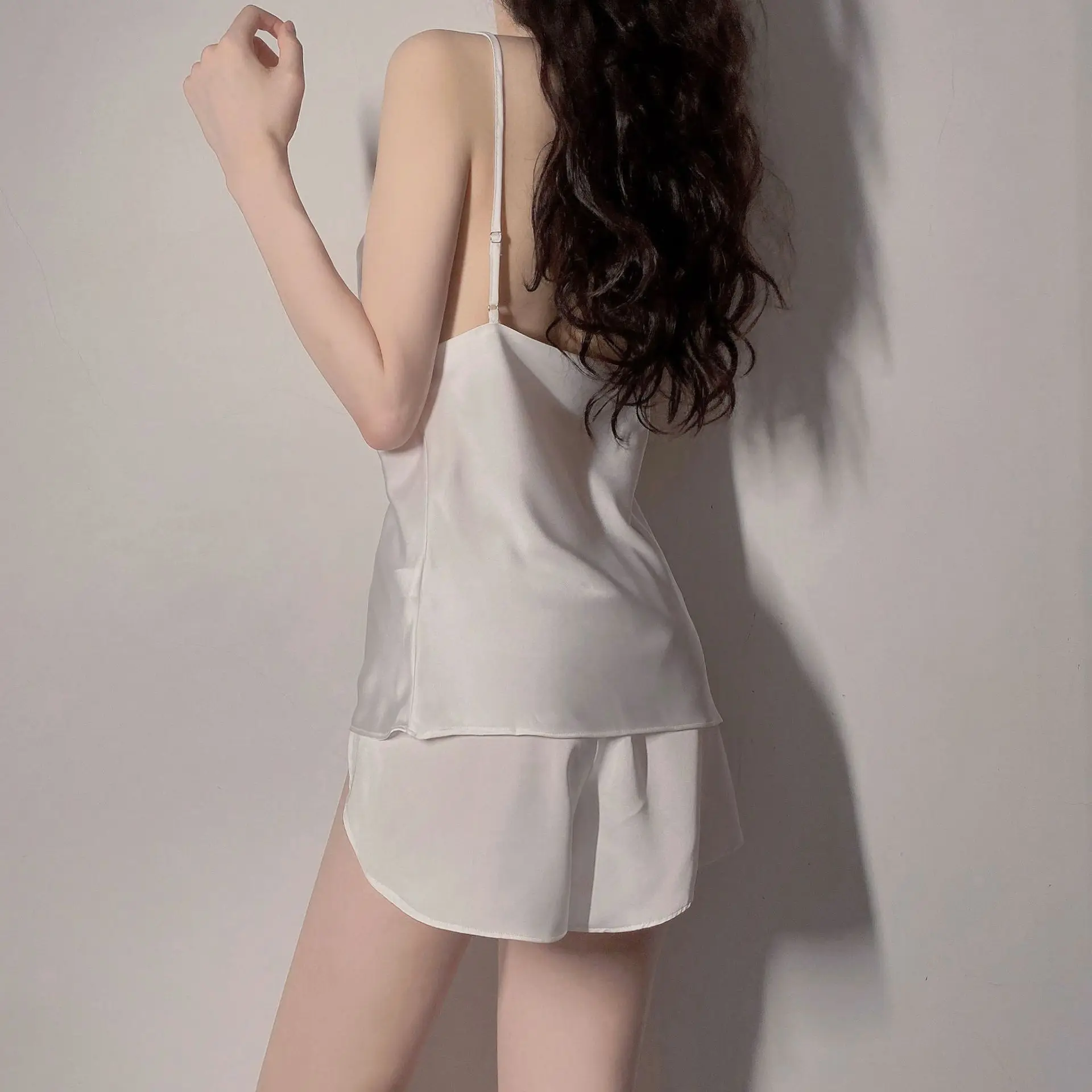 2 Pieces Luxury Satin Silk Pajamas Set Satin Pajama Short Set Sexy Pjs Women Lingerie And Loungewear Womens Clothing Sleepwear