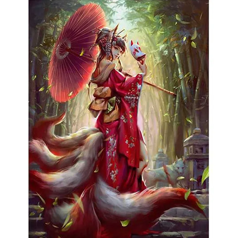 

Японская алмазная живопись, портрет, девять задних искусств, полная круглая Алмазная вышивка, мультяшное украшение для дома