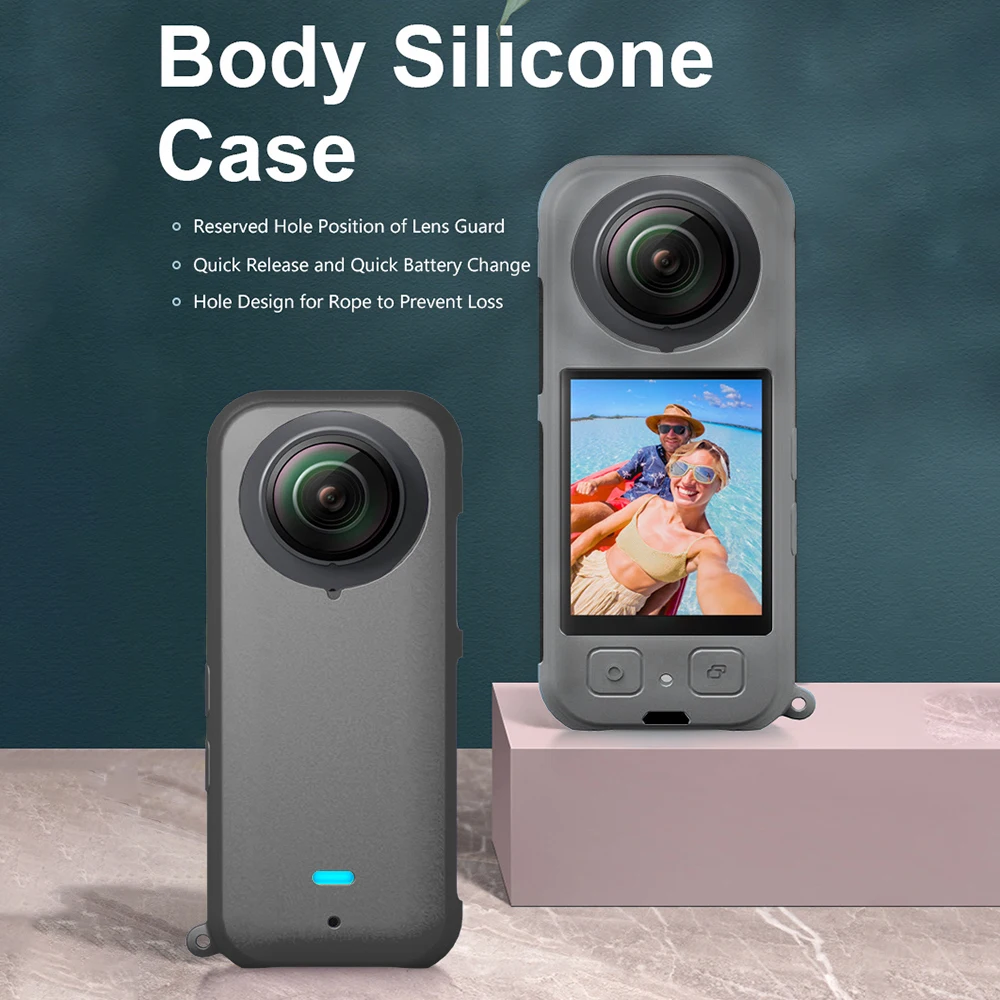 

Protective Case for Insta360 X3 Camera Rubber Sleeve Portable Silicone Case with Rubber Hand Strap for Insta360 X3