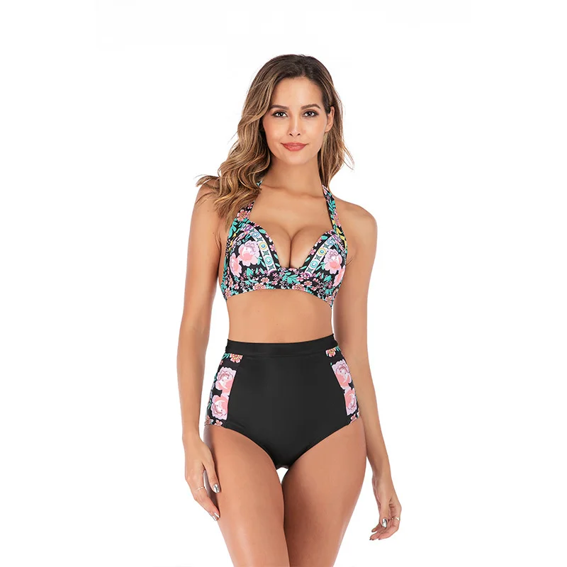 

2021bikini Split Swimsuit Women's Sexy Bikini High Waist Tie Dye Set