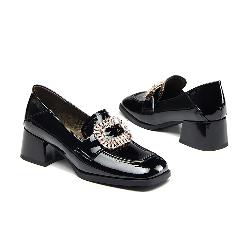 Kangnai Pumps Women Shoes Microfiber High Heels Square Toe Mules Slip-on Fashion Elegant Female Shoes