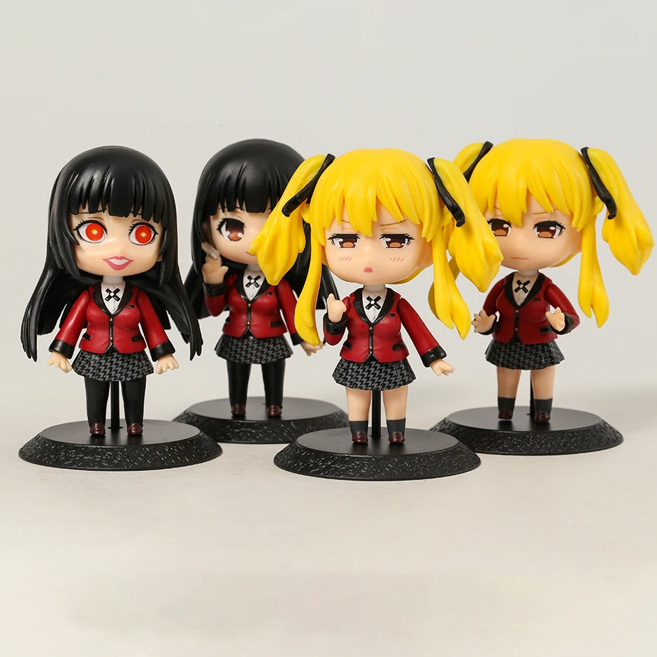 

4pcs/set Kakegurui Jabami Yumeko Meari Saotome Figure Model Toys Q Version Dolls Gift 10cm