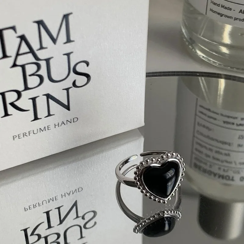 Большая черная полимерная форма винтажные кольца на палец в форме сердца для