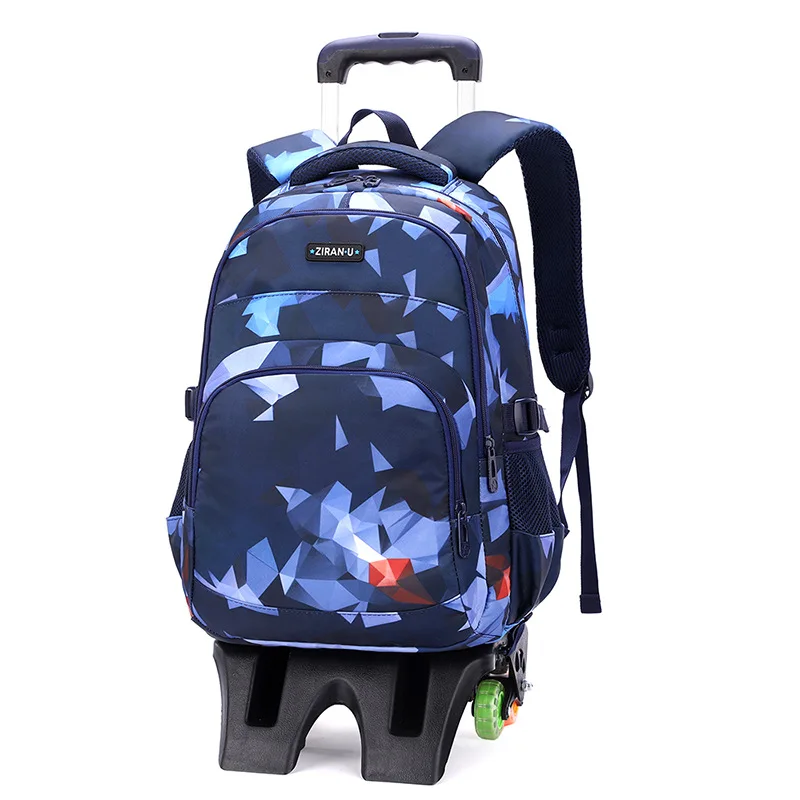 Trolley School Bags 2/6 trolley school backpack Girls boys Backpack Wheels School Bags Detachable Children Rolling Backpacks