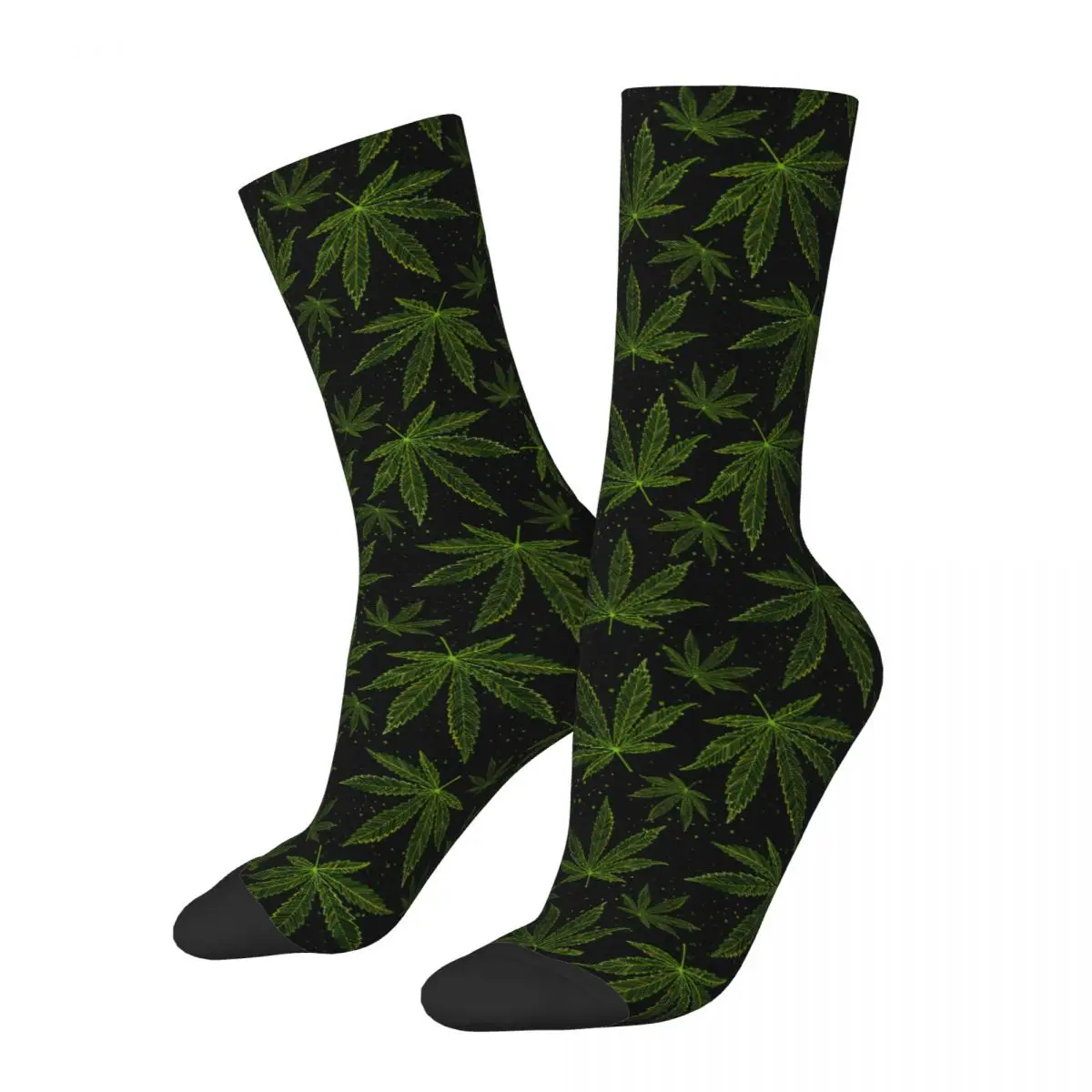 

Носки унисекс смешные с принтом листьев конопли, носки из полиэстера с рисунком марихуаны, листьев марихуаны, весна-лето-осень-зима