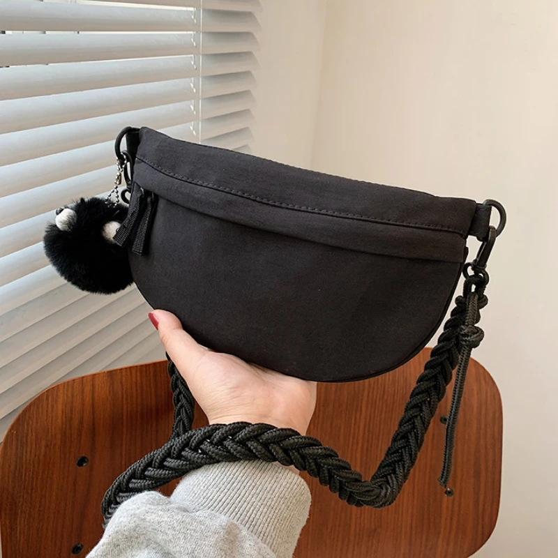 

Solid Color Chest Bag for Women Large Capacity Travel Crossbody Female Half Moon Belt Bag Ladies Daily Street Fanny Packs Purse