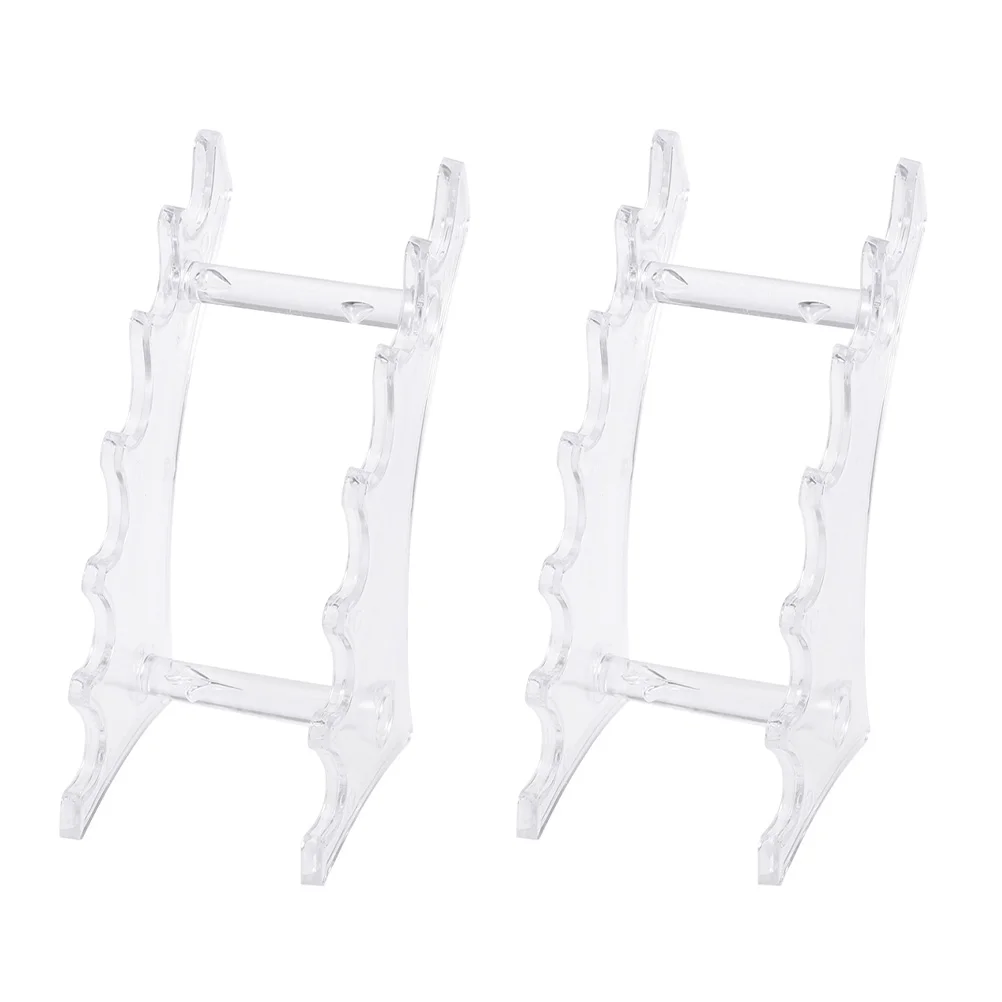 

2 Pcs Transparent Pen Holder Eyebrow Racks Storage Shelves Bracket Showcase Stands Plastic Makeup Display Store