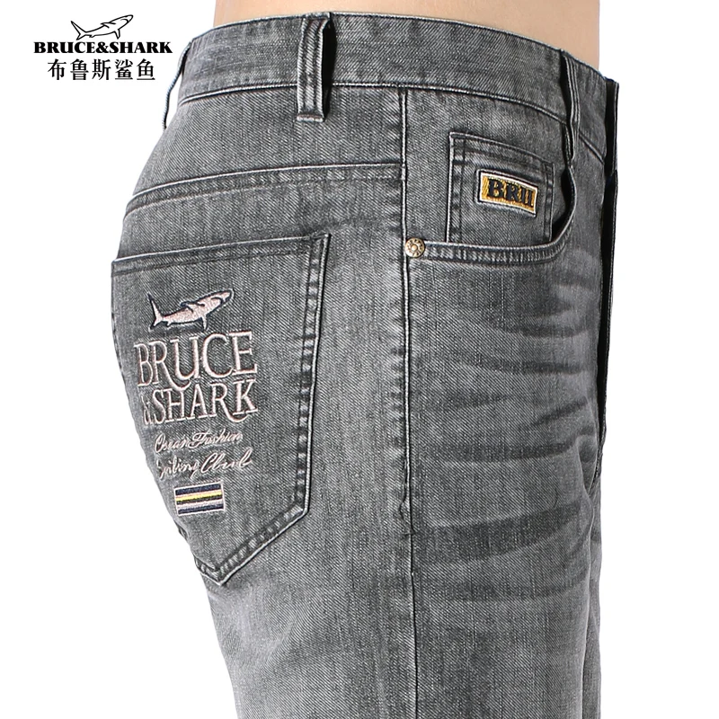 Bruce&Shark New Summer Men's Jeans Stretching Cotton Straight Casual  Fashion Denim Jeans men's pants Super Quality big size 42