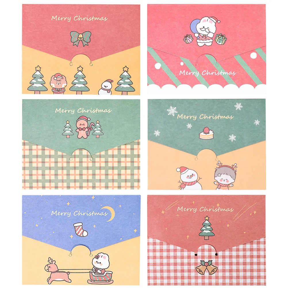 

18PCS Christmas Series Greeting Cards Cartoon Printing Blessing Cards (6 Styles)