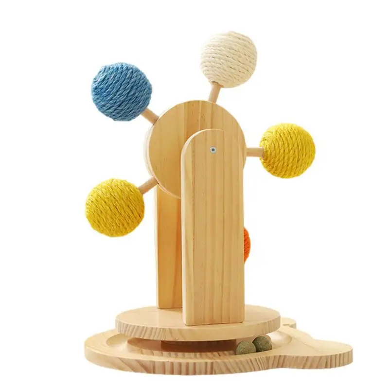 

Cat Scratcher Toy With Ball Kitten Scratching Toy With 5 Sisal Balls Wood Scratcher Scratching Rotatable Ball Indoor Cats