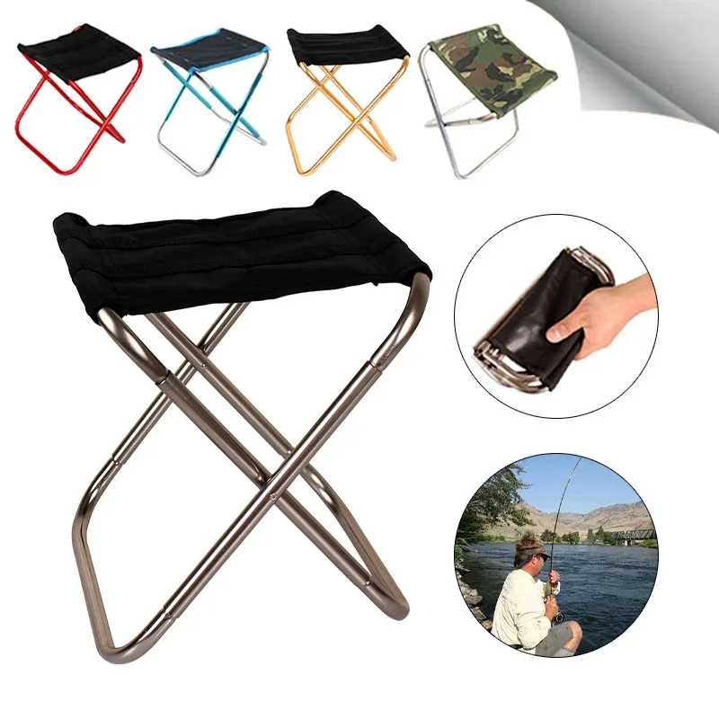 Folding Small Stool Fishing Chair Picnic Camping Chair Foldable Aluminium Cloth Outdoor Portable Easy Carry Outdoor Furniture