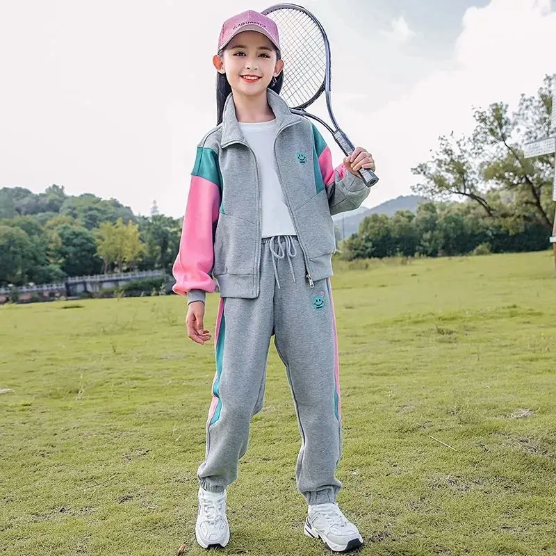 

Girl Outfit 2Pcs Set 2023 Spring Autumn Student Casual Sport Suits Cardigan Jacket+Pants Boutique Teenager Girls Kids Clothes