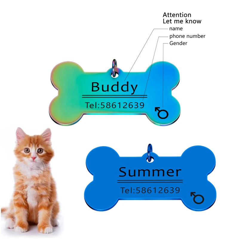 

Яркая идентификационная бирка для кошек и собак, ошейник для собак с гравировкой и защитой от потери, Очаровательное ожерелье для домашних ...