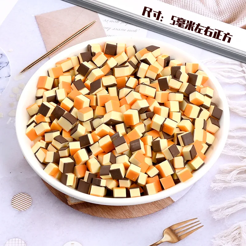 

100g Mini Chocolate Chunks Polymer Clay Sprinkles for Crafts Making Fake Food DIY Crystal Mud Tiny Cute Plastic klei Accessories