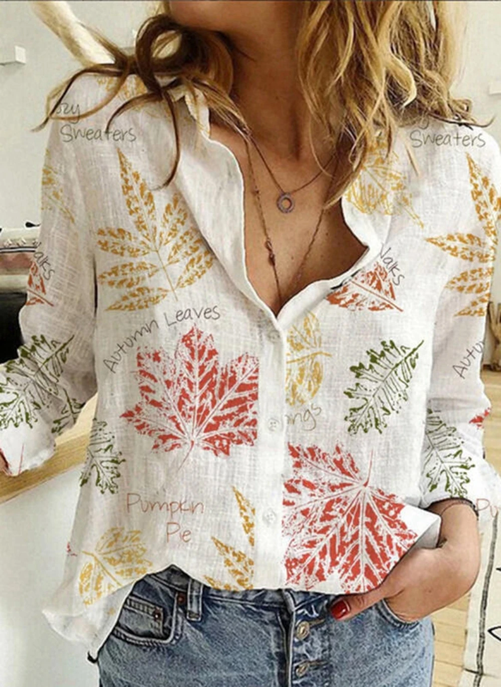 

White Fashion Woman Blouse Grace Shirt Casual Loose Long Sleeve Shirt Feminine Temperament Print Tops