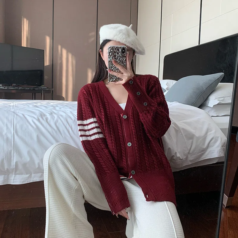 

High Quality Korean Style Morning Australian Wool-blend Knitted Cardigan New Women's Niche Warm Loose Versatile Sweater Jacket