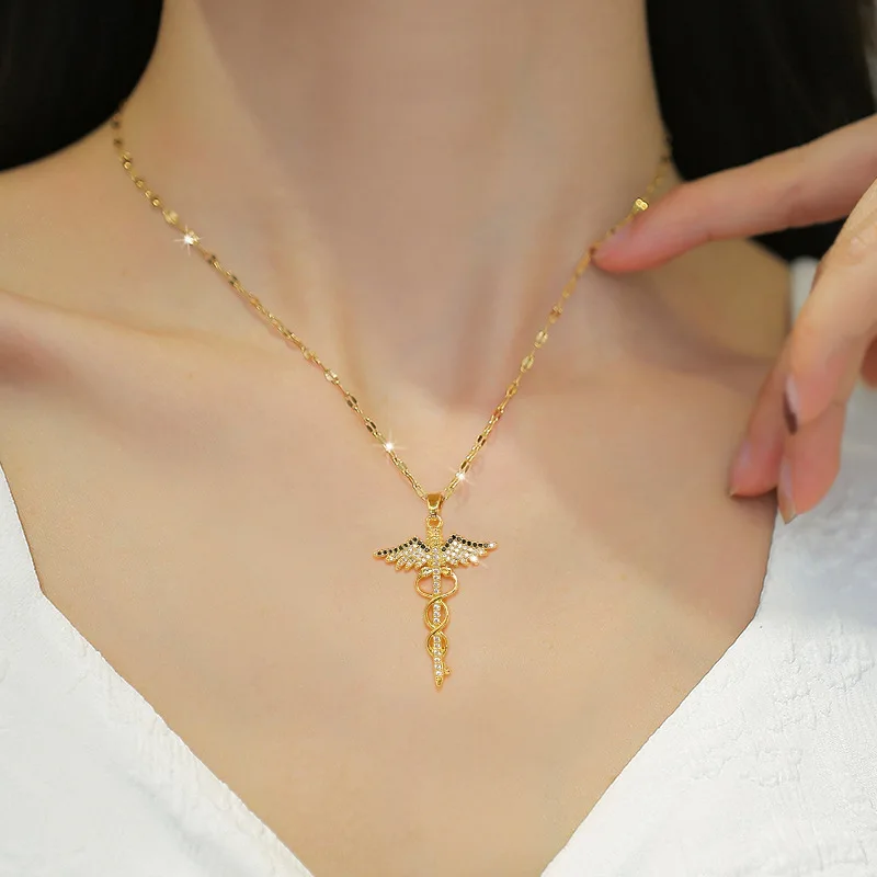 

Stainless Steel Rhinestone Cross Pendant Necklace for Women Gold Color Gothic Grunge Necklace Collares Aesthetic Jewelry Gifts
