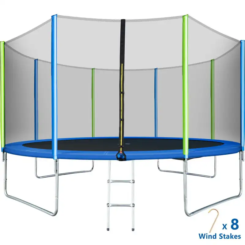 

12FT Trampoline for Adults and Kids,Trampoline with Enclosure,Recreational Trampoline with Ladder, Heavy Duty No Gap Design Tram