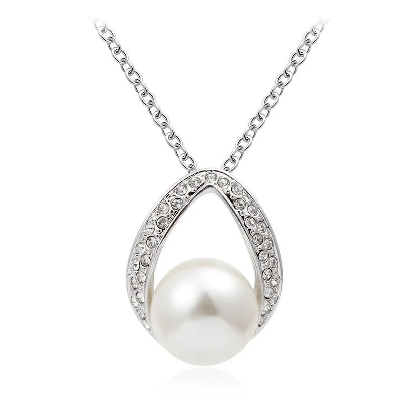 Ожерелье женское из искусственного жемчуга кулон в форме глаза колье белого