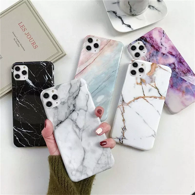 

Free Shipping Marble Stone Texture Phone Case For iPhone 12 13 Mini Pro Max 11 Pro Max X XR XS Max 7 8 6s Plus SE 2020 Soft IMD