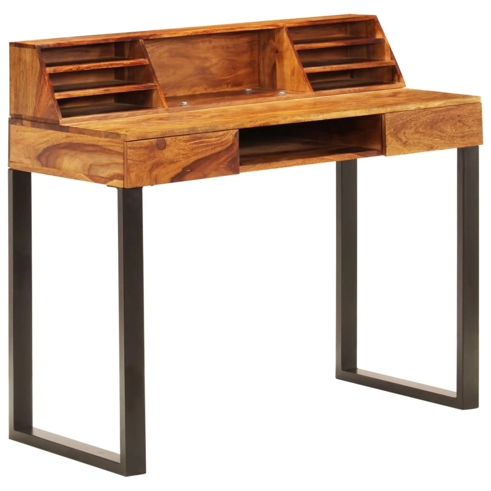 

Desk 43.3"x19.7"x37" Solid Sheesham Wood and Steel
