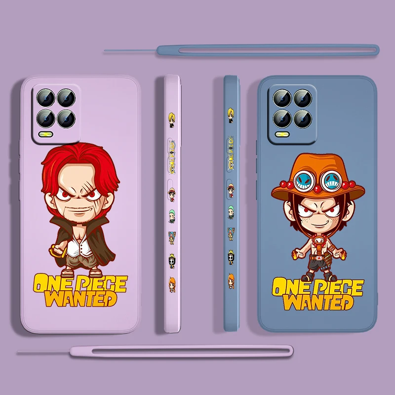 

Japan Anime ONE PIECE For OPPO Realme 50i 50A 9i 8 Pro Find X3 Lite GT Master A9 2020 Liquid Left Rope Phone Case Capa Cover